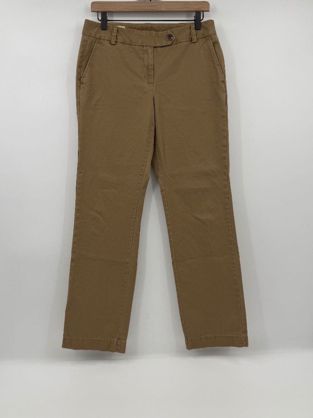 Lands End Pants Women 4 Brown Canvas Heritage Straight Leg Mid Rise Flat Front